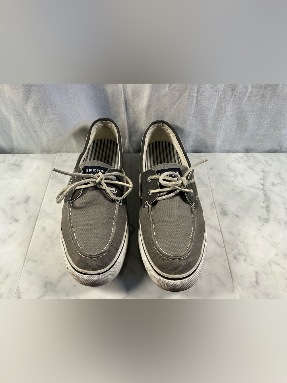 Boat shoes - Sperry Topsider white sole grey canvas *Excellent